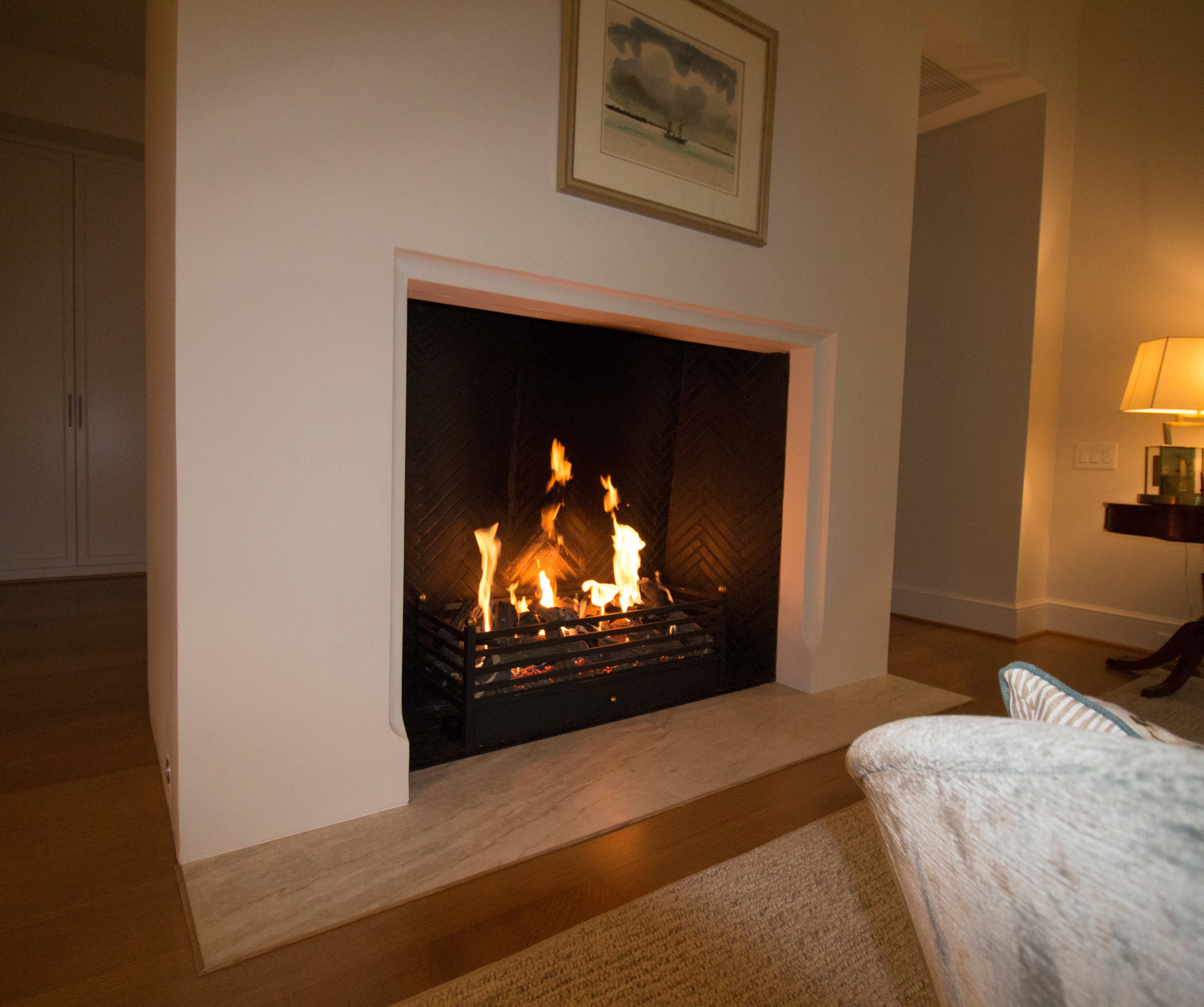 custom sized fireplace with gas log fire